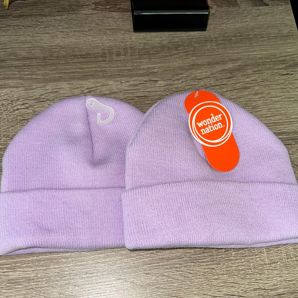 Wonder Nation Lavender Kids Beanie Pair